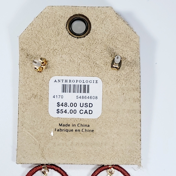 🌈 MWT-Anthropologie-Semi precious-Large Bronze-Blue Pearl Dangle Earrings - Picture 4 of 4